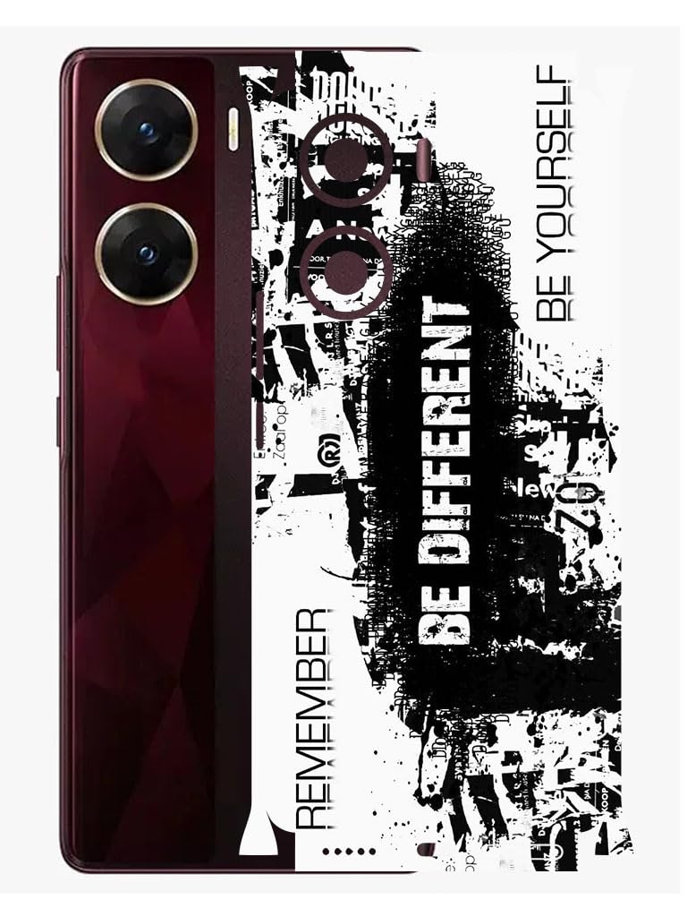 VIVO V29e - Mobile Back Skin Sticker - Lamination - Rear Screen Guard Protector Film Wrap (Coverage - Back+Camera+Sides) (Design - Be Different)-image-32