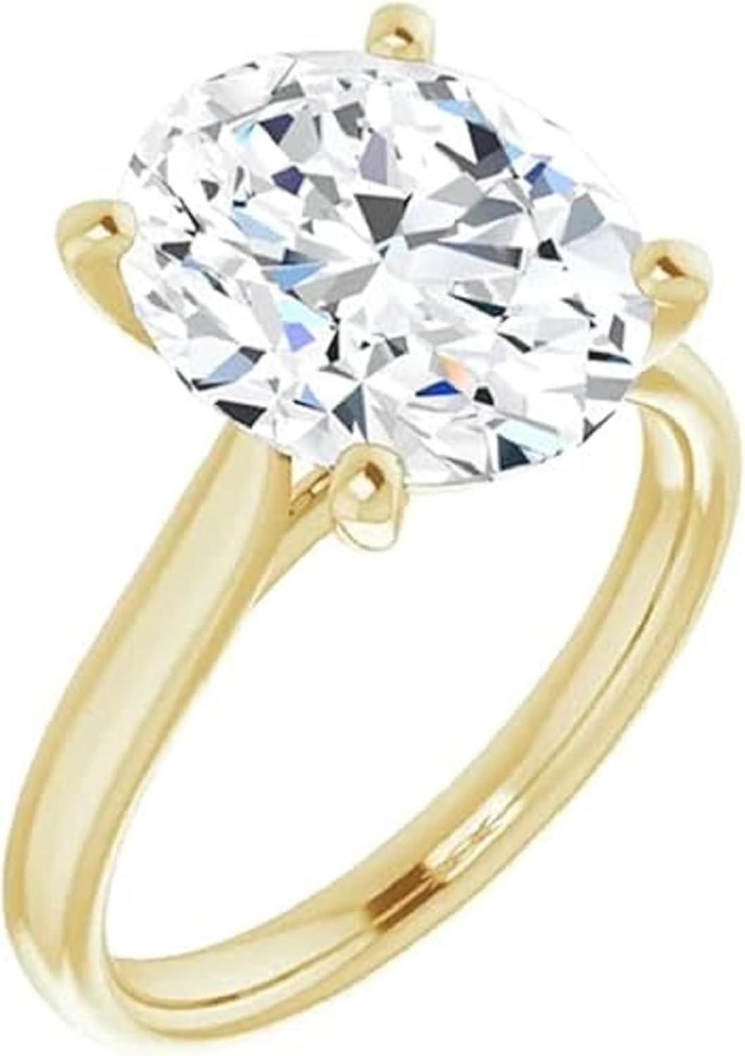 14k Yellow Gold Solitaire 2CT-6CT Oval Prong Moissanite Engagement Ring