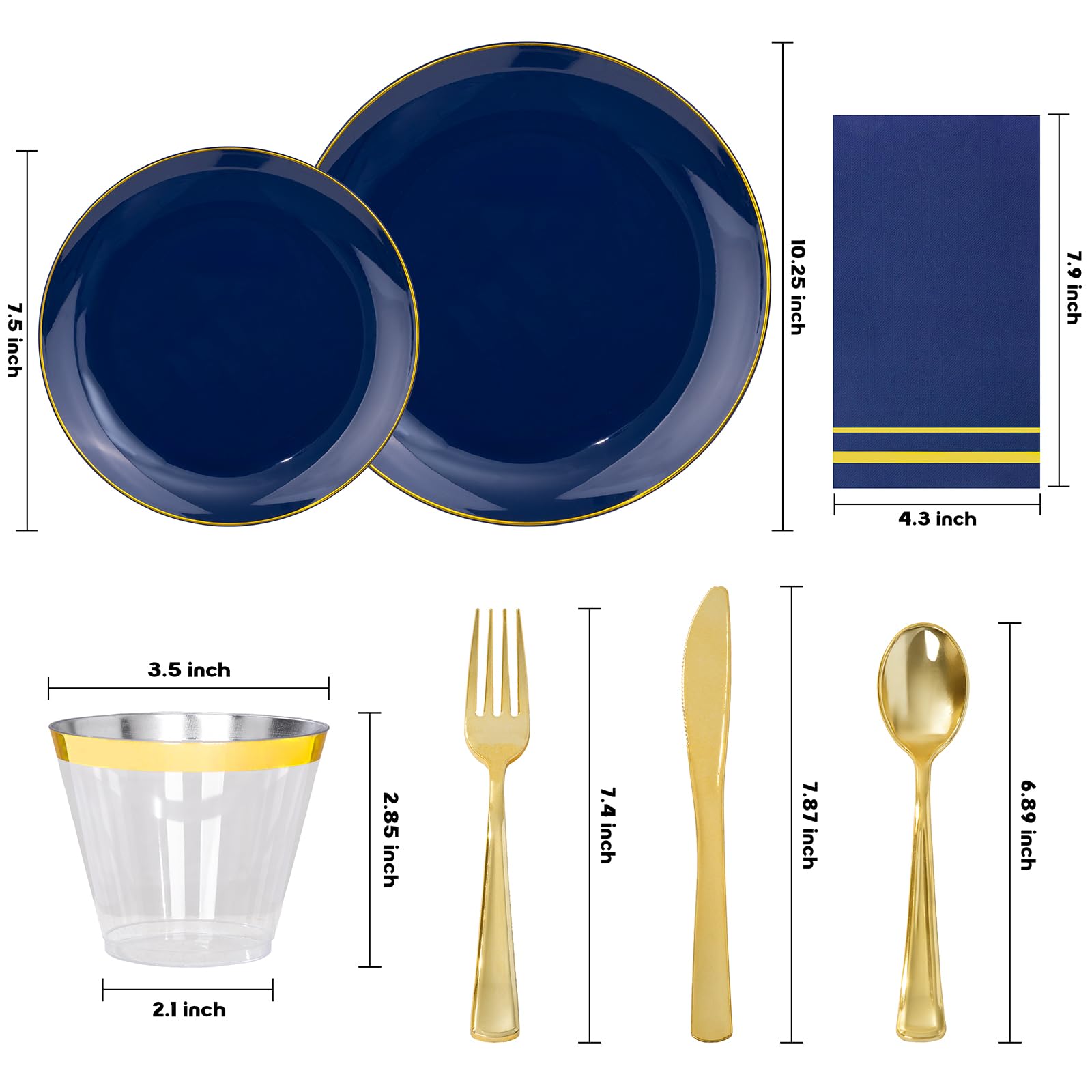 Blue Plastic Plates - 350 Piece Party Set -2