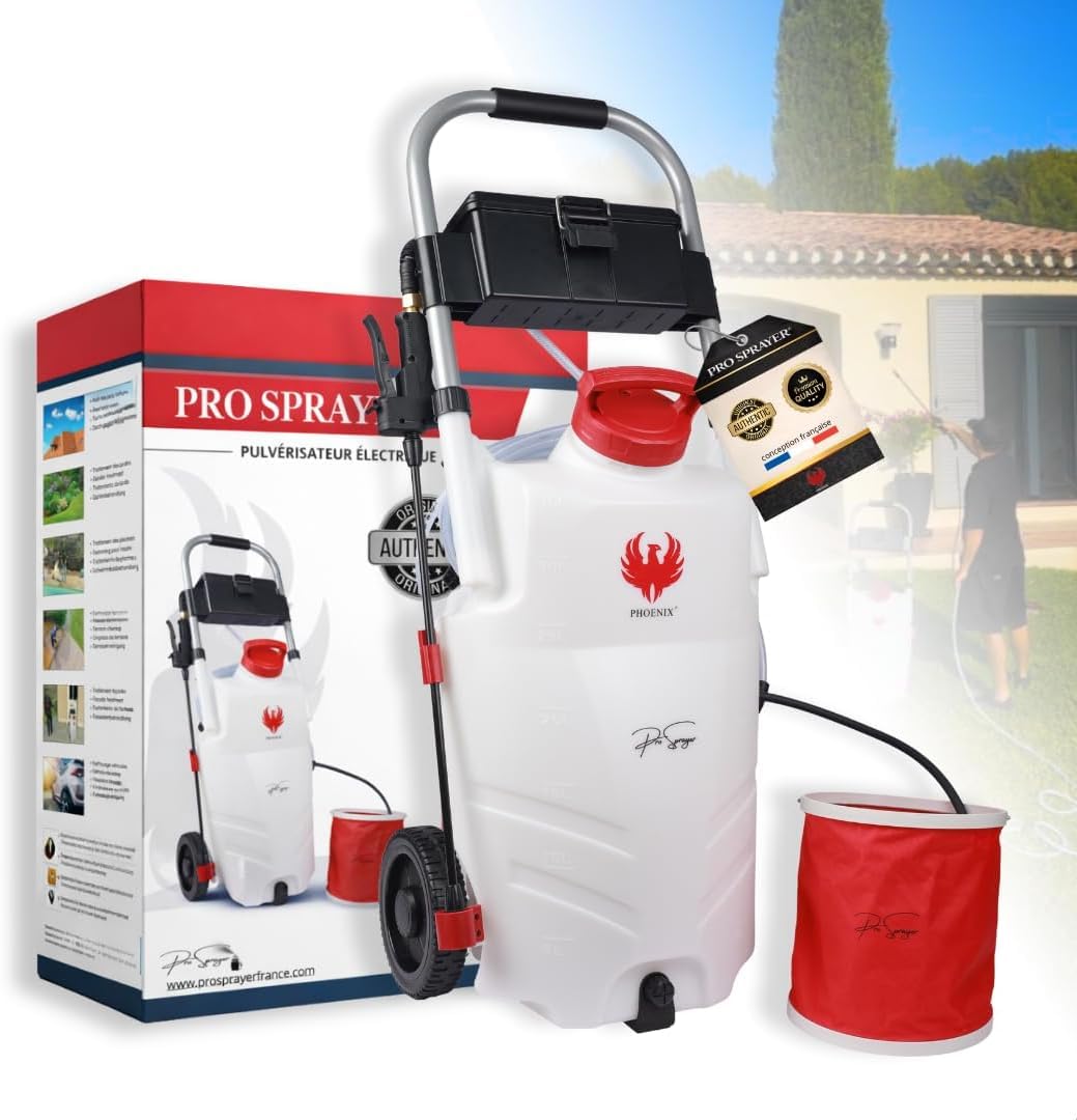 Phoenix PRO Sprayer+ Elektrischer Drucksprüher 35L – 2 Akku - 18V Lithium – 10m Reichweite – 7 Bar Leistung – Autonomie 3h – Profi Gartenspritze & Unkrautspritze – Ideal für Dach, Fassaden- & Garten