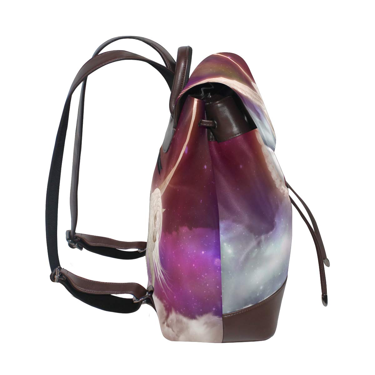 Montoj Angel-Reisetasche mit langem Haarmuster, Leder, Campus-Rucksack