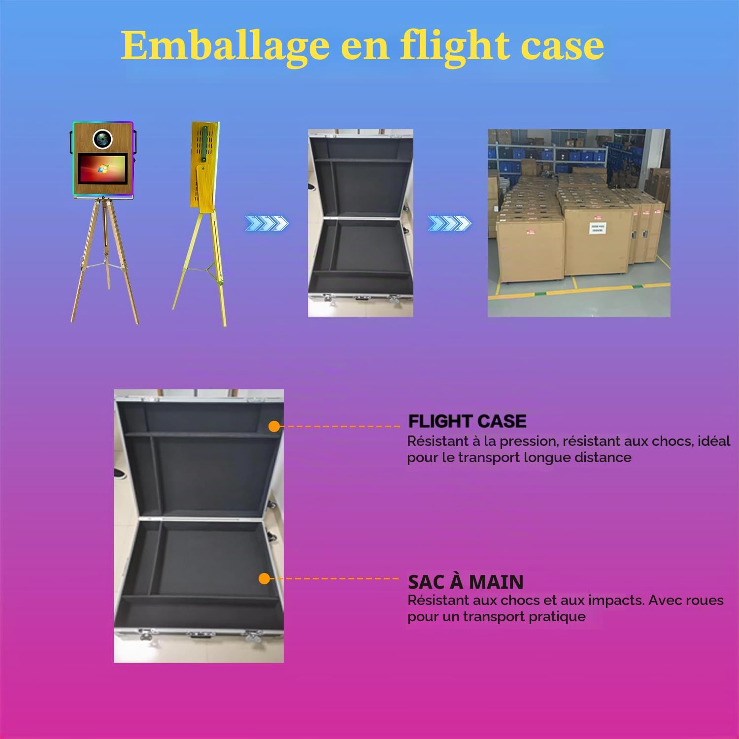 Appareil photo portable avec écran tactile de 39,6 cm (15,6 pouces), cabine photo à selfie, appareil photo reflex numérique pour mariages, fêtes, événements, (grain de bois, avec imprimante)