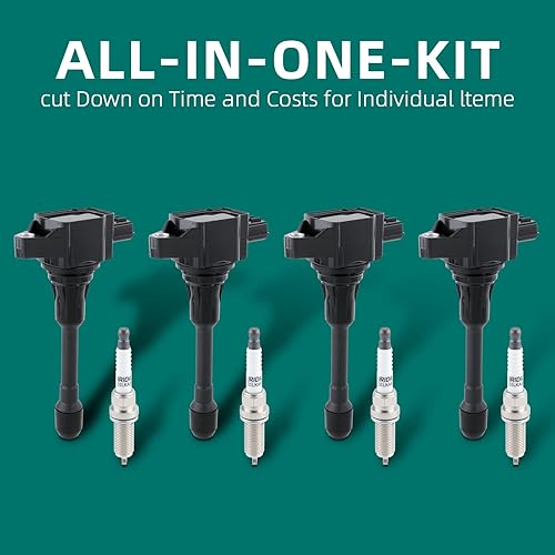 Miniatura 6 de AUTOKAY Iridium - Juego de 4 bujías y bobina de encendido para Nissan Altima Versa Sentra Rogue Cube QX60 NV200 2004-2018 2.5L 2.0L 1.8L 1.6L UF549