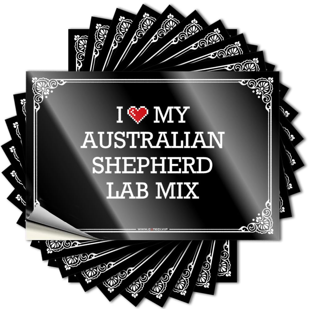 Back Yard Decorations Billiard Funny Sticker - I Love My Australian Shepherd Lab Mix Tumbler Waterproof Vinyl Sticker(12X18CM)