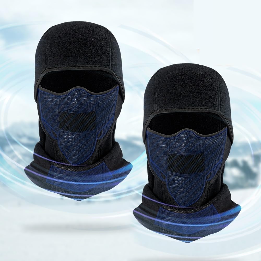 1/2Pcs Masque Complet d'hiver Cyclisme Coupe-Vent Casque Moto Respirant Sports De Plein Air Hommes Masque Couvre-Chef Chapeau(2 pcs)