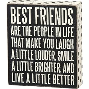 Primitives by kathy box sign best friends 6×7 inches black white  urban country home decor
