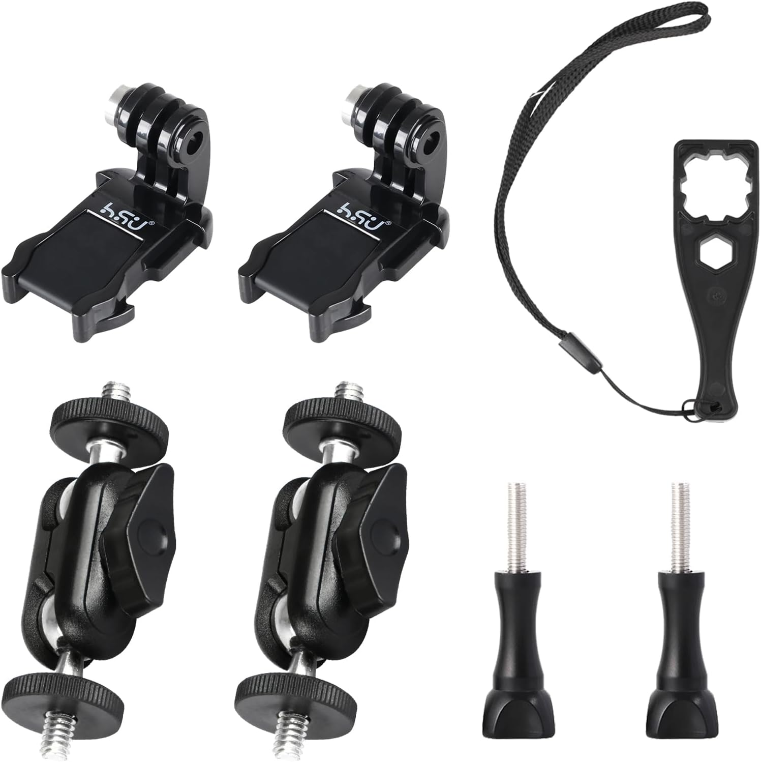 HSU Vertical Surface Quick J-Hook Mount and Magic Arm with Dual Ball Head (1/4"-20 Screw) Adjustable Universal Extension Magic Arm for Monitor, Microphone, GoPro