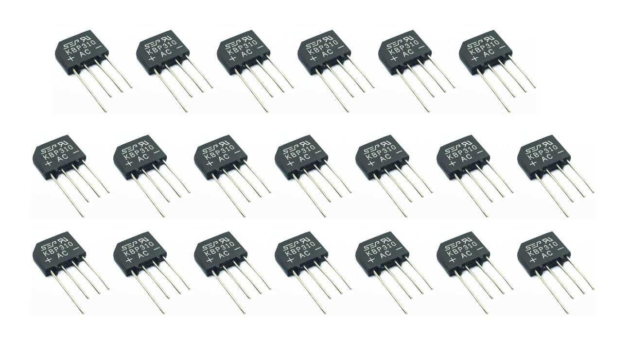 20pc KBP310 Bridge Rectifier Diode Single Phase 3Amp 1000V KBP 310 3 A 4pin | KBP-310 Single Phase Rectifier full wave AC to DC Conversion SIP-4 Through Hole Electronic Robotic Power Supply Component 12v-image-45