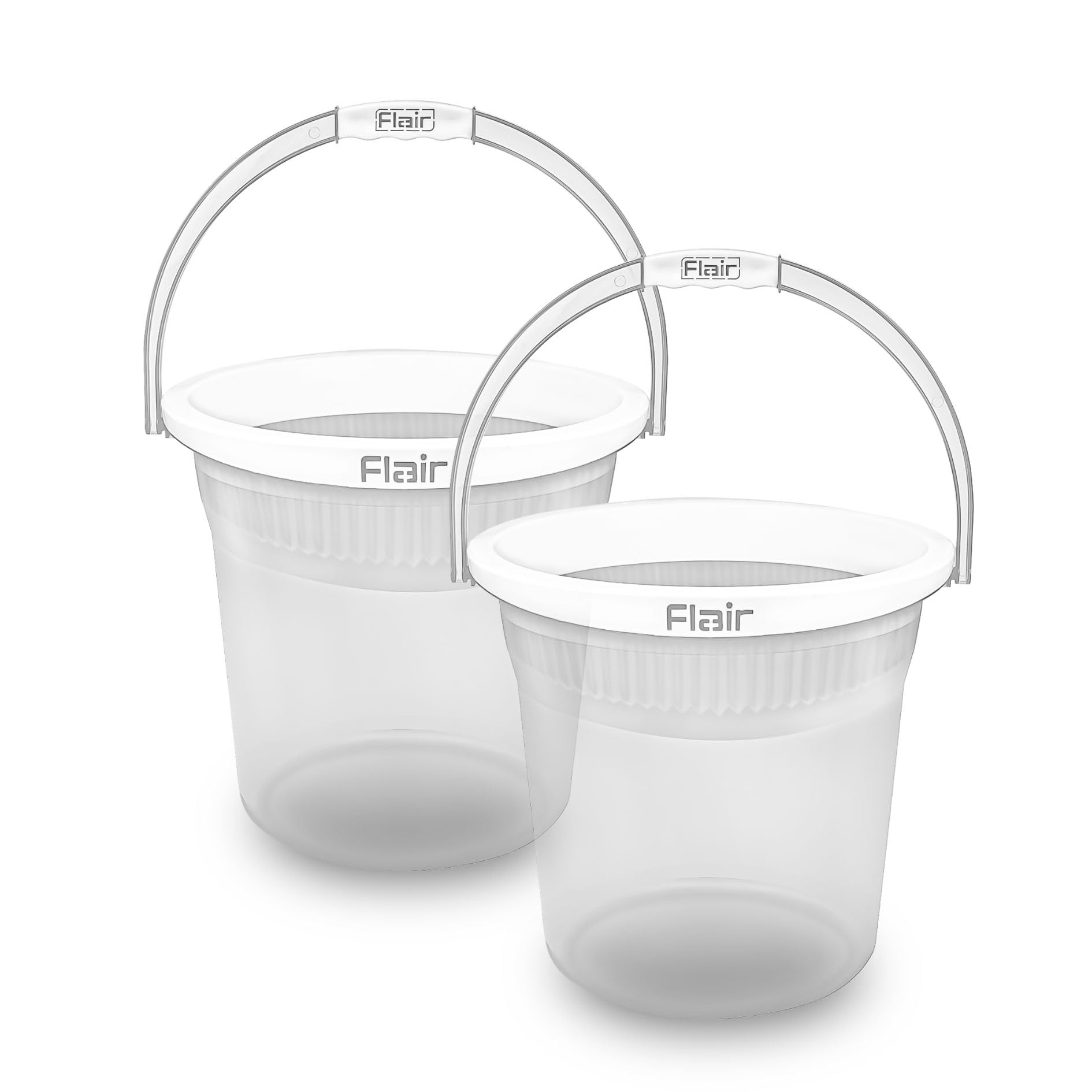 FLAIR Estella Crystal 19 LTR Clear Set of 2 I Plastic Bathroom Bucket | Strong and Durable Water Storage Bucket | Sturdy and Easy Grip Handle | Ideal for Bathing and Everyday Use