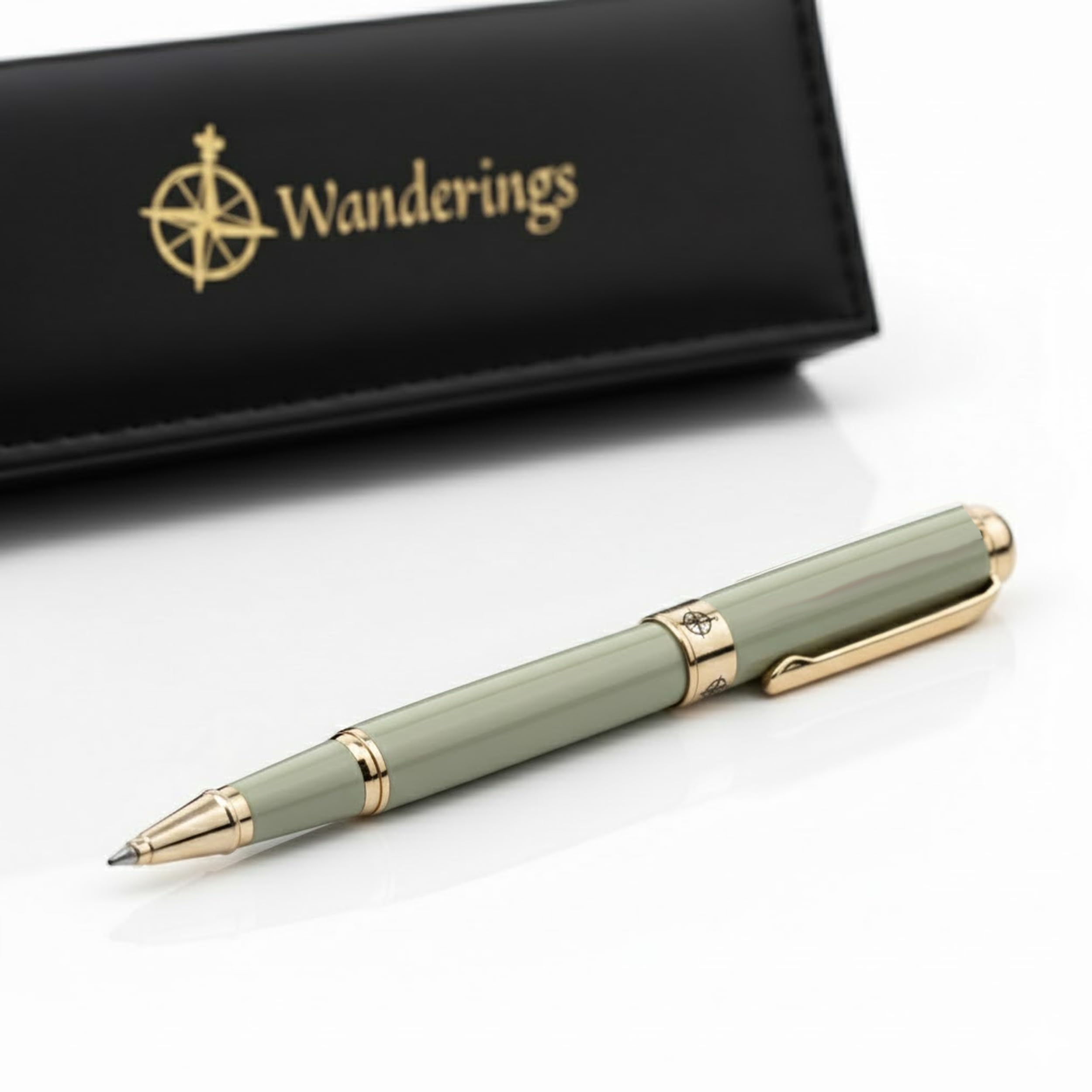 Premium Rollerball Pen with German Ink Perfectly Balanced for a Superb Writing Experience 24K Gold Plated Green Soft — view 2