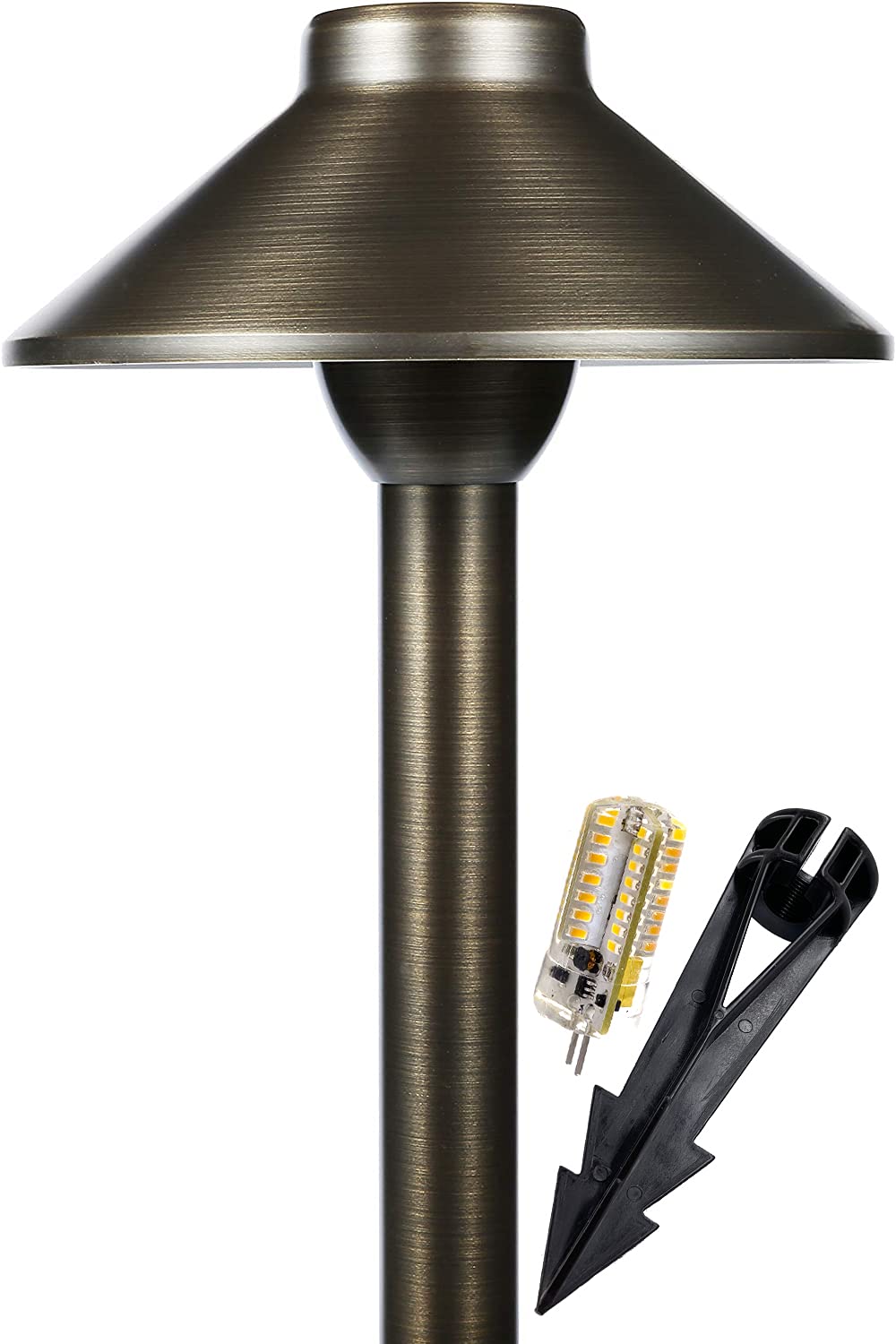 LED Pathway 124 Landscape Light by MIK Solutions 12V Solid Brass Low Voltage LED Light G4 3.5W 2700K Bulb Outdoor Mushroom Security Garden Patio Deck Pool Area Light for Beautiful Bright Long Lasting