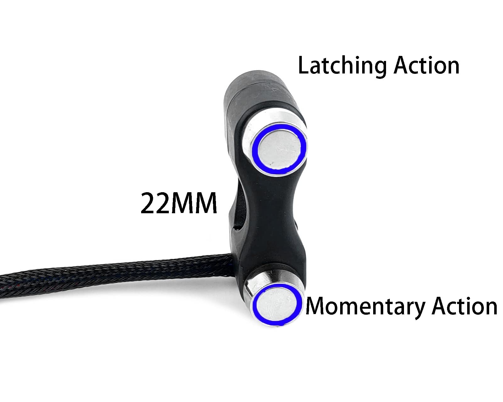 Motorcycle Handlebar Switch - 7/8" Mount Start/Horn Button With Blue Light (12V, Waterproof) - View #9