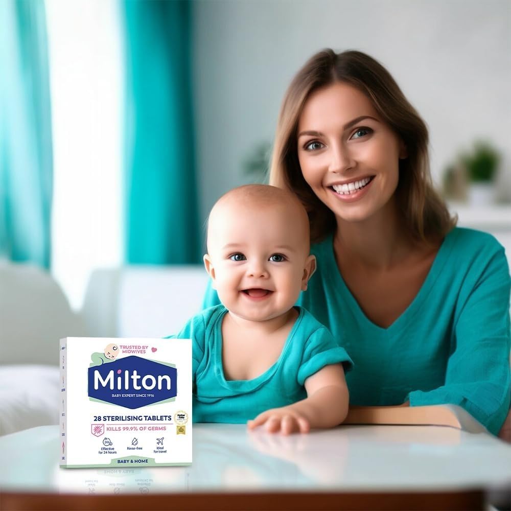 Milton Sterilising Tablets - 28 Tablets for Cleaning Baby Bottles, Breastfeeding Accessories & Equipment - Rinse-Free, Travel-Friendly & Household Hygiene Solution - for Home or On-The-Go Use — view 2