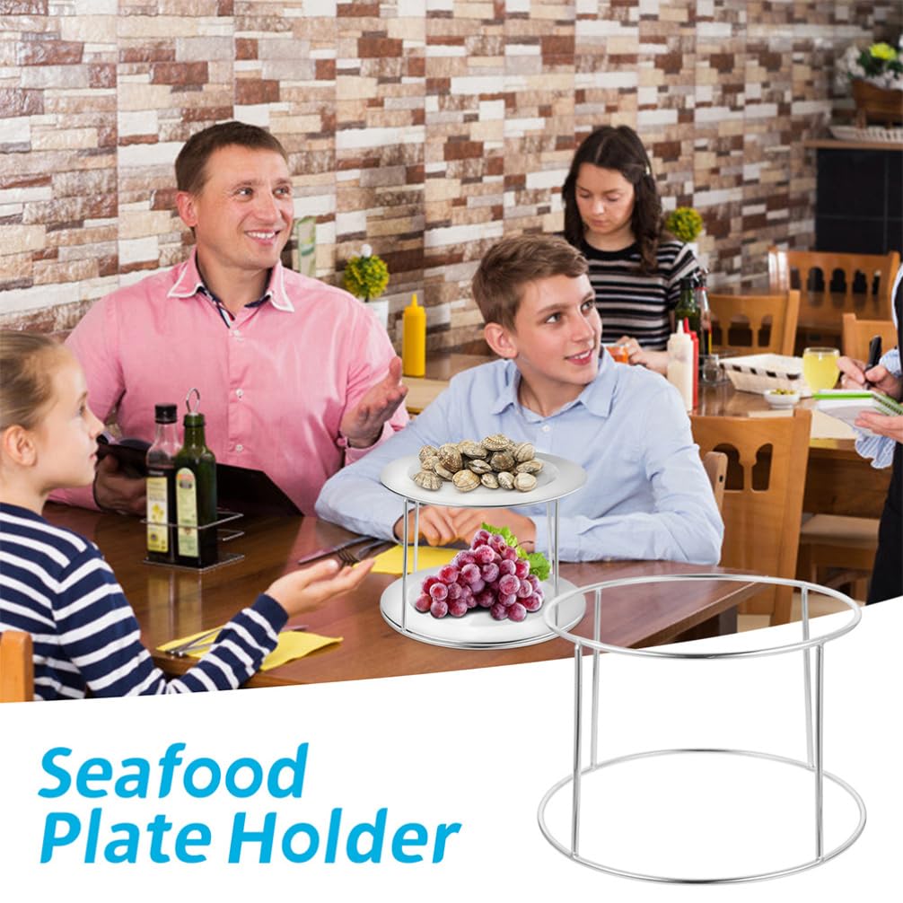 Kichvoe 2pièces Porte-Plats à Fruits de Mer Acier Inoxydable Support à Pizza Double Couche Étagère à Fruits de Mer pour Buffet