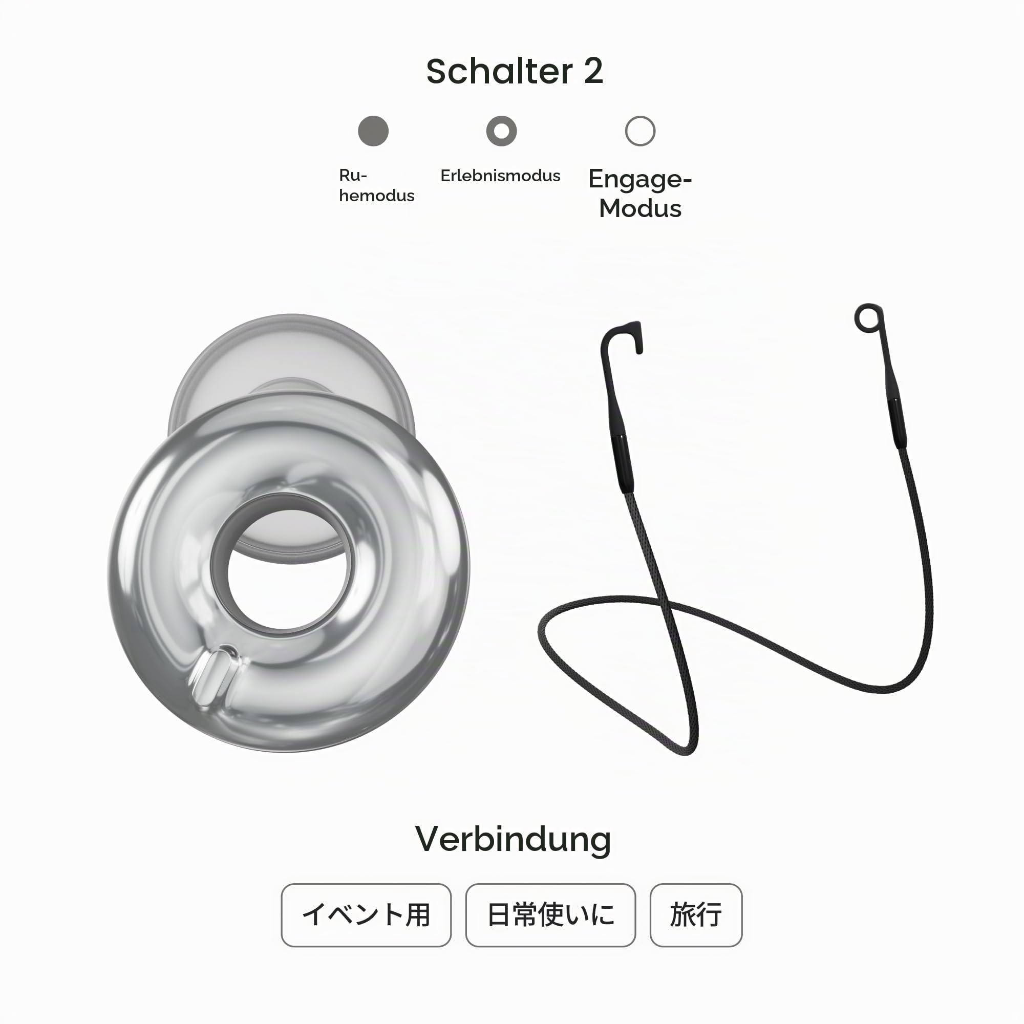 Loop Earplugs Switch 2 + Link Set (Silber) – Switch 2 + Link | Wiederverwendbare 3-in-1-Ohrstöpsel für Fokus, Reisen, Musik und Veranstaltungen, geselliges Beisammensein und Geräuschempfindl