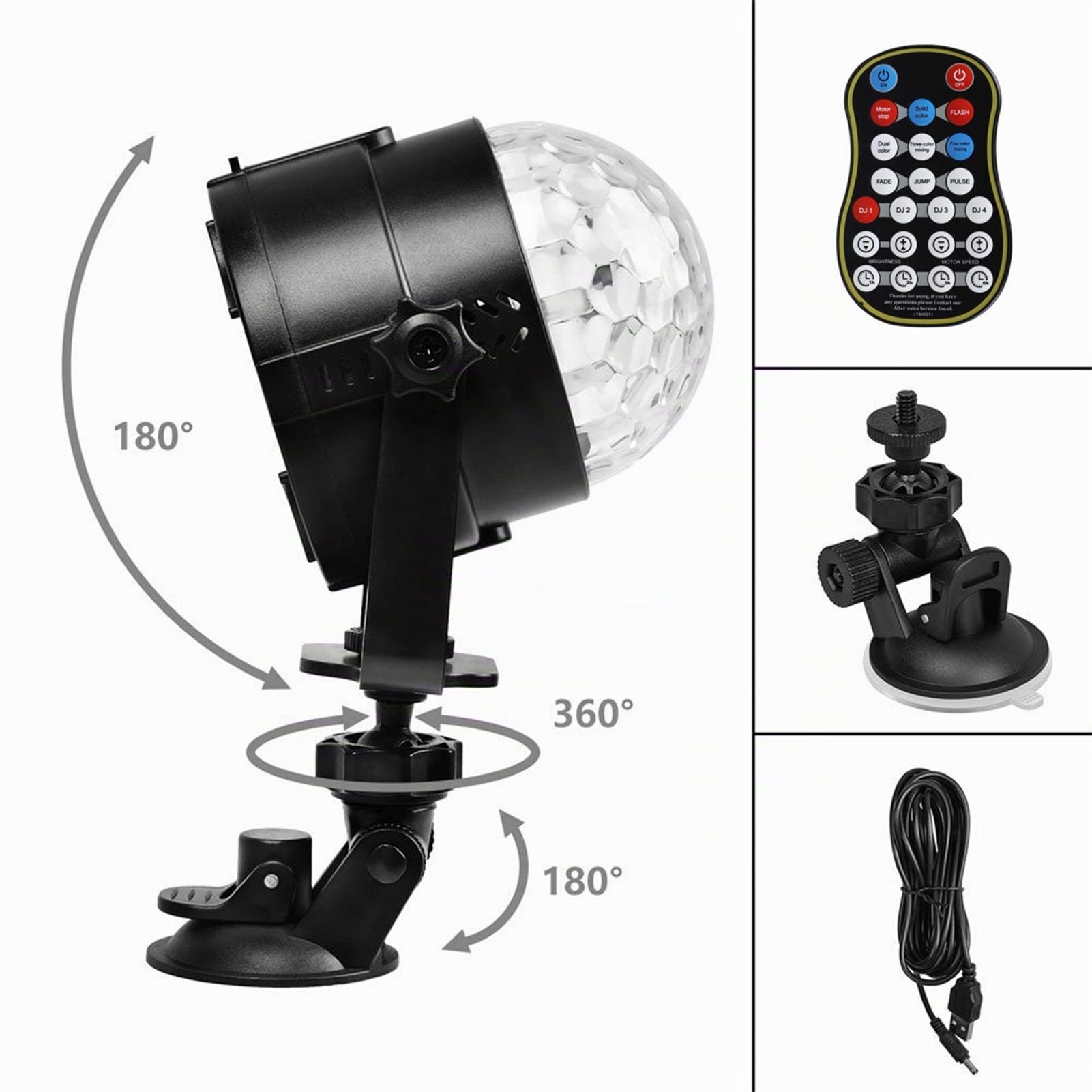 Boule Disco avec Batterie Rechargeable, 15 Couleurs LED Cristal Stroboscope Boule à Facette, Jeu de Lumiere Lampe Rotative de Commande Vocale avec Télécommande pour Soiree/Fête/Noël/Bar/DJ