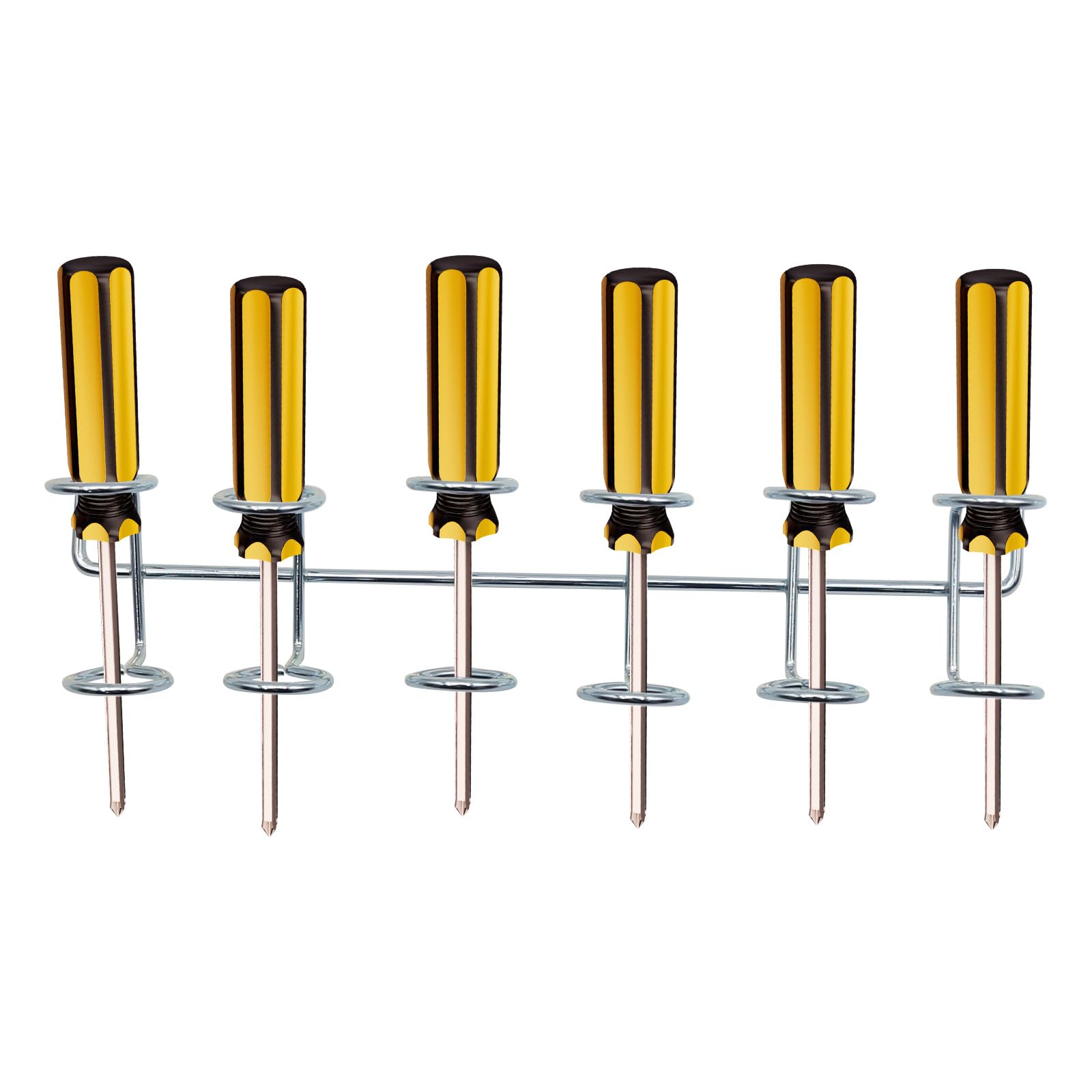 Saihisday 6pcs Pegboard Screwdriver Storage Metal Pegboard Tool Hooks Multi-Ring Tool Holders Six-Tool Multi-Organizer Racks for Retail Store Supermarket Storage Area
