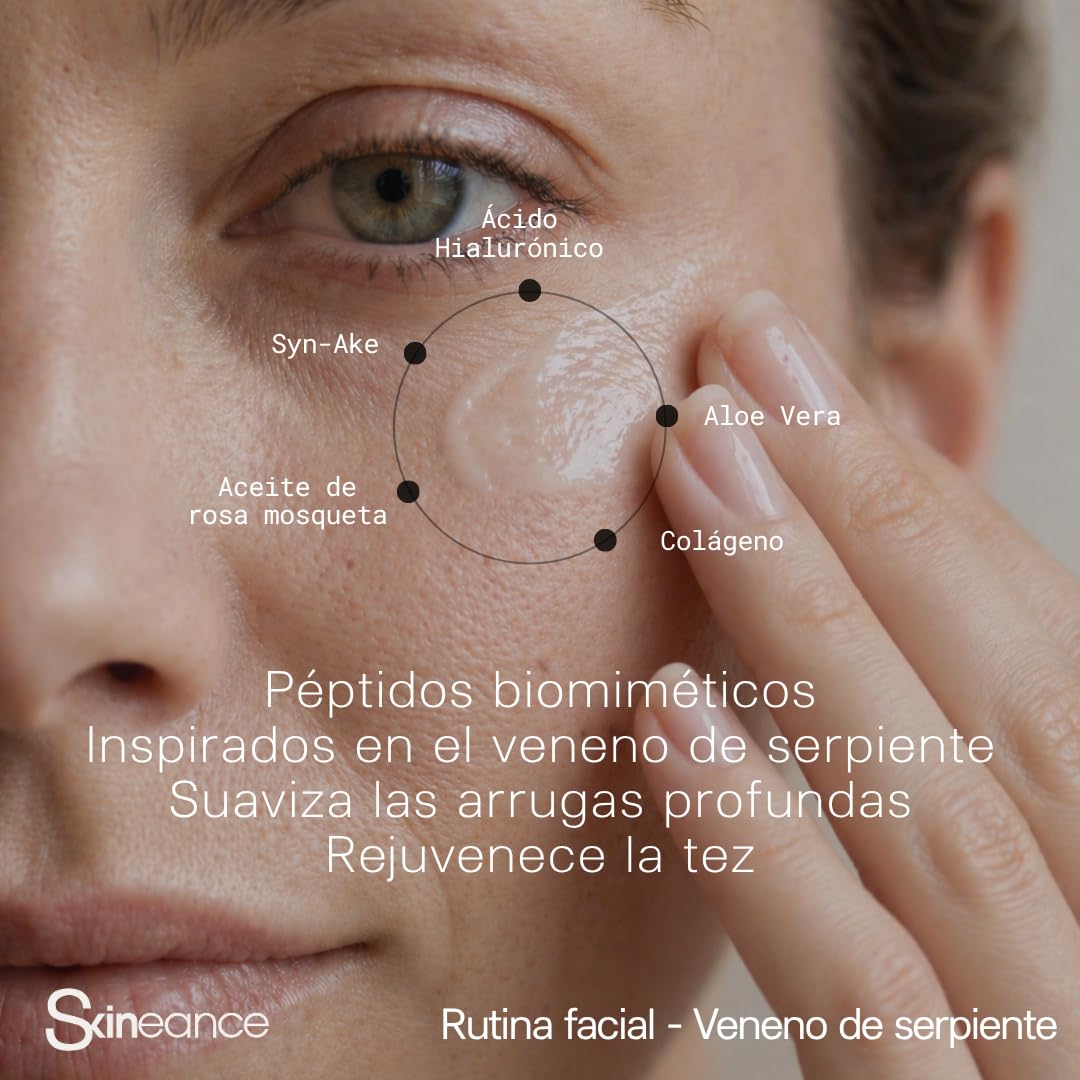 SKINEANCE - TRIO Syn-ake ULTRA - Activos anti-edad avanzados - Crema de día 50 ml - Crema de noche 50 ml - Serum facial 30 ml - Reduce arrugas de expresión, líneas finas, bolsas y ojeras