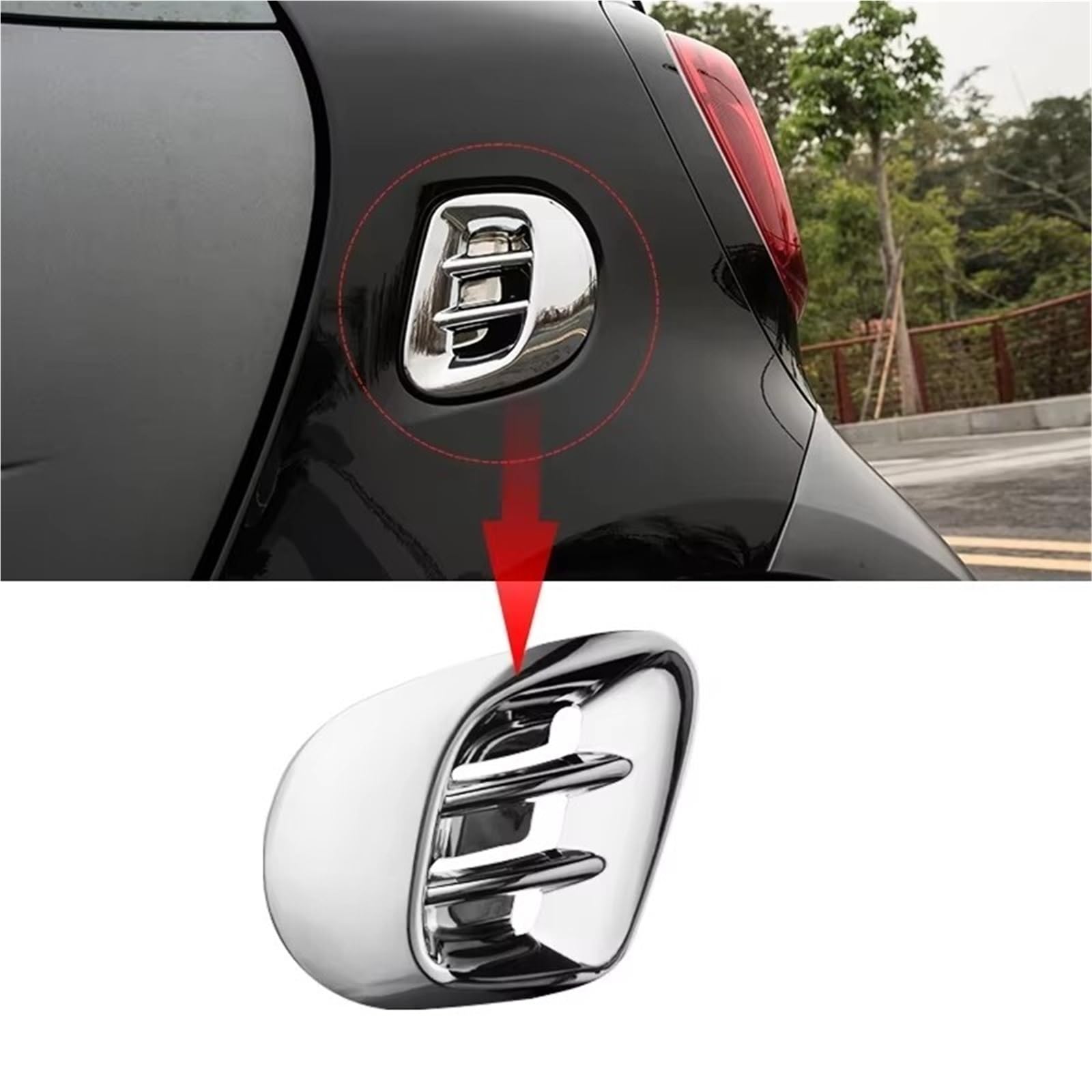 Naklejki dekoracyjne na boczne drzwi Pasuje do Smart 453 Fortwo Tylna rama wylotu powietrza samochodu Naklejki na karoserię Osłona ochronna bocznego skrzydła(Carbon fiber pattern)