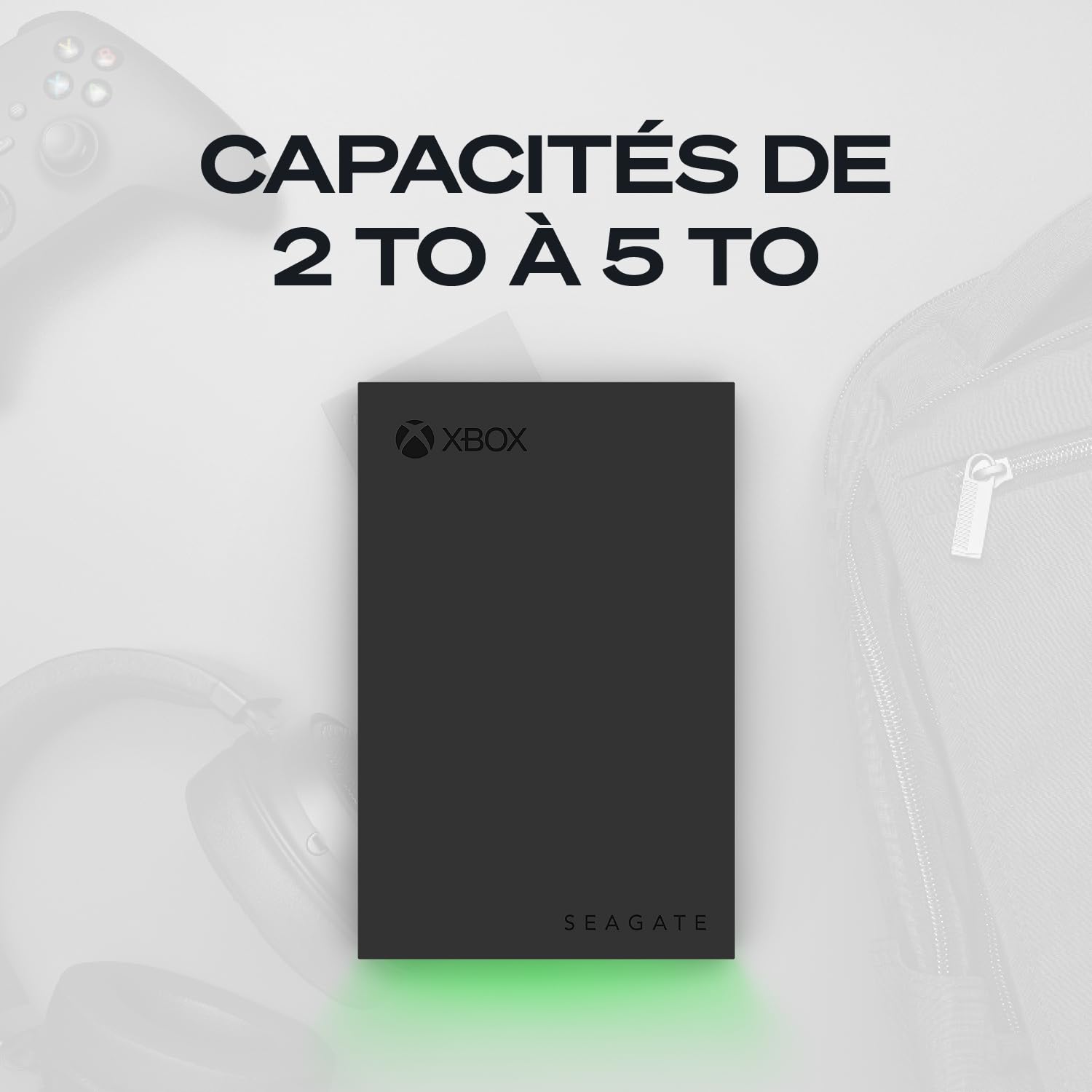 Seagate Game Drive pour Xbox 2To, Disque Dur Externe, HDD Portable, USB 3.2, Noir, certifié Xbox, LED RVB, Services Rescue (STKX2000403)