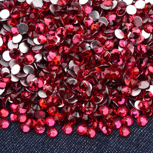 Image of 1440pcs Flat Back Crystal Rhinestones for Nail Art Crafts Bedazzling Kit Diamonds Set Clear Rhinestones for Clothes 0.14 inch 3.8mm SS16 Burgundy Red