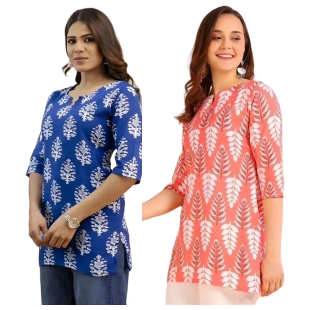 Women's Short Kurti in TopsTunic Rayon Cotton Blend | Ladies Ethnic Tunic-picture-28