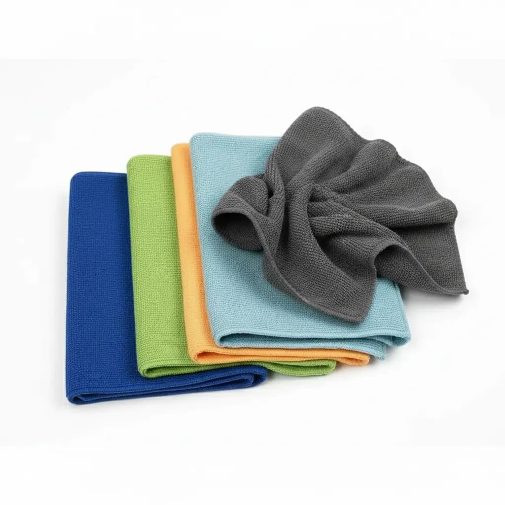 Premium Microfiber Cleaning Cloths – Set of 5 Ultra-Soft Thick Towels (40x40 cm, 350 GSM) – Multi-Color, High-Performance, Lint-Free, Scratch-Free, Super Absorbent-image-35