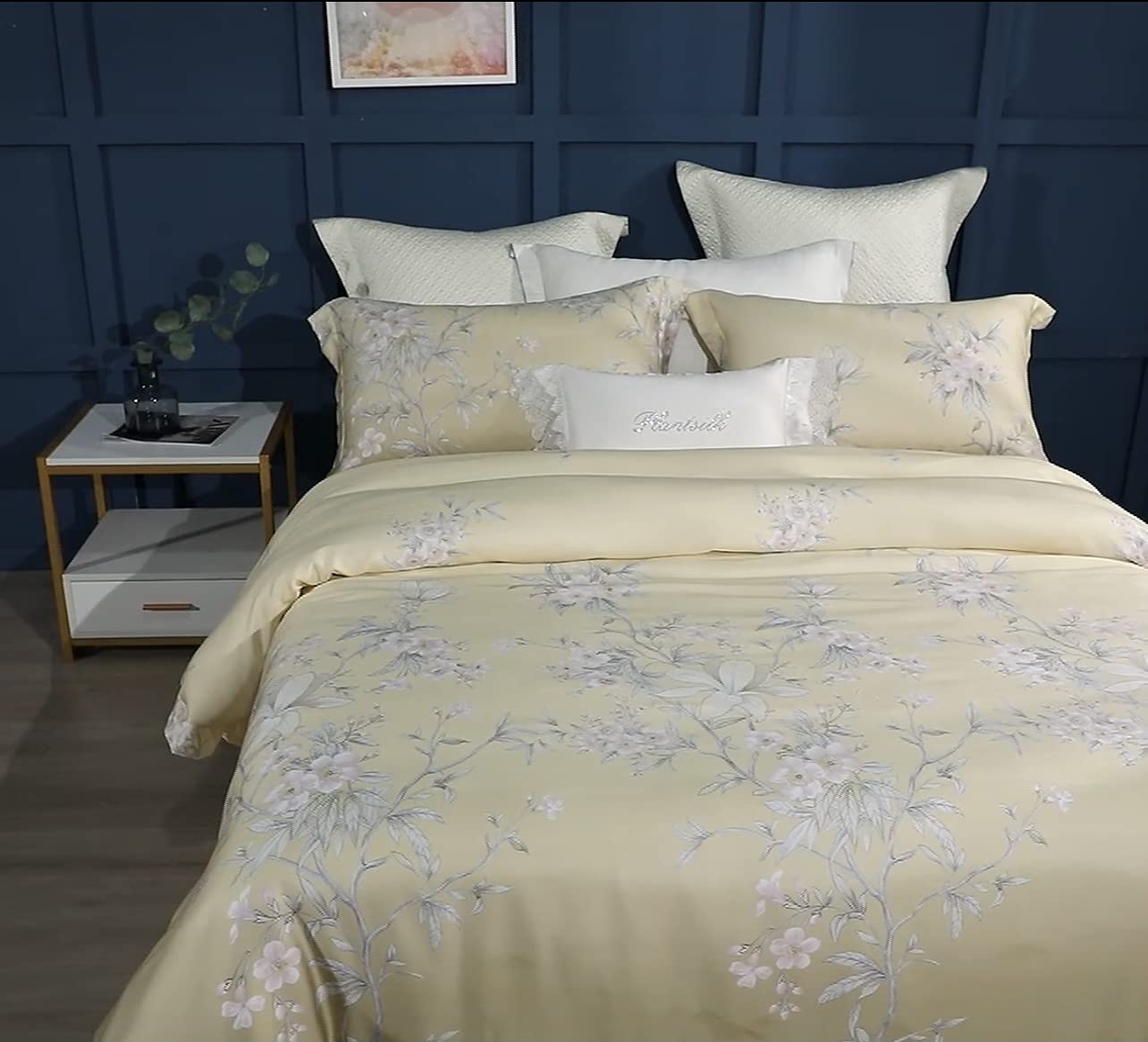 Deng Home Textile Premium 100% Austrian Eucalyptus Lyocell Tencel Set, 6 picese Set, Softer Than Silk, Moisture Wicking, Cooling - 4 Pillowcases 1 quilt cover 1 Fitted sheet (King Size 220cm*240cm)