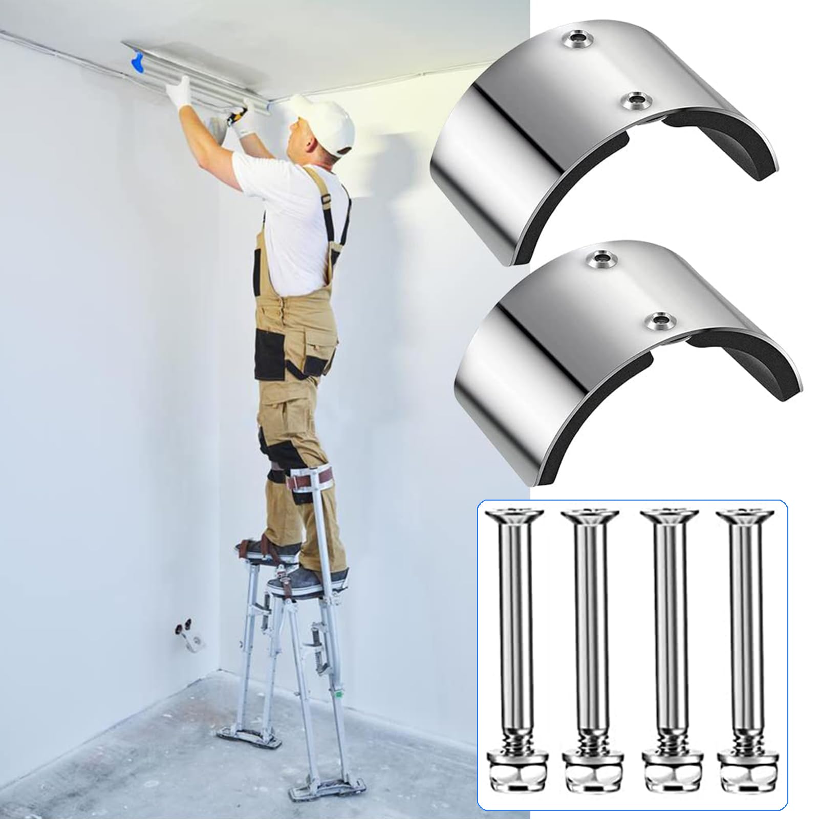 Juego de 2 piezas de repuesto para zancos de pared seca, placas curvadas de aleación de aluminio, accesorios para zancos de metal