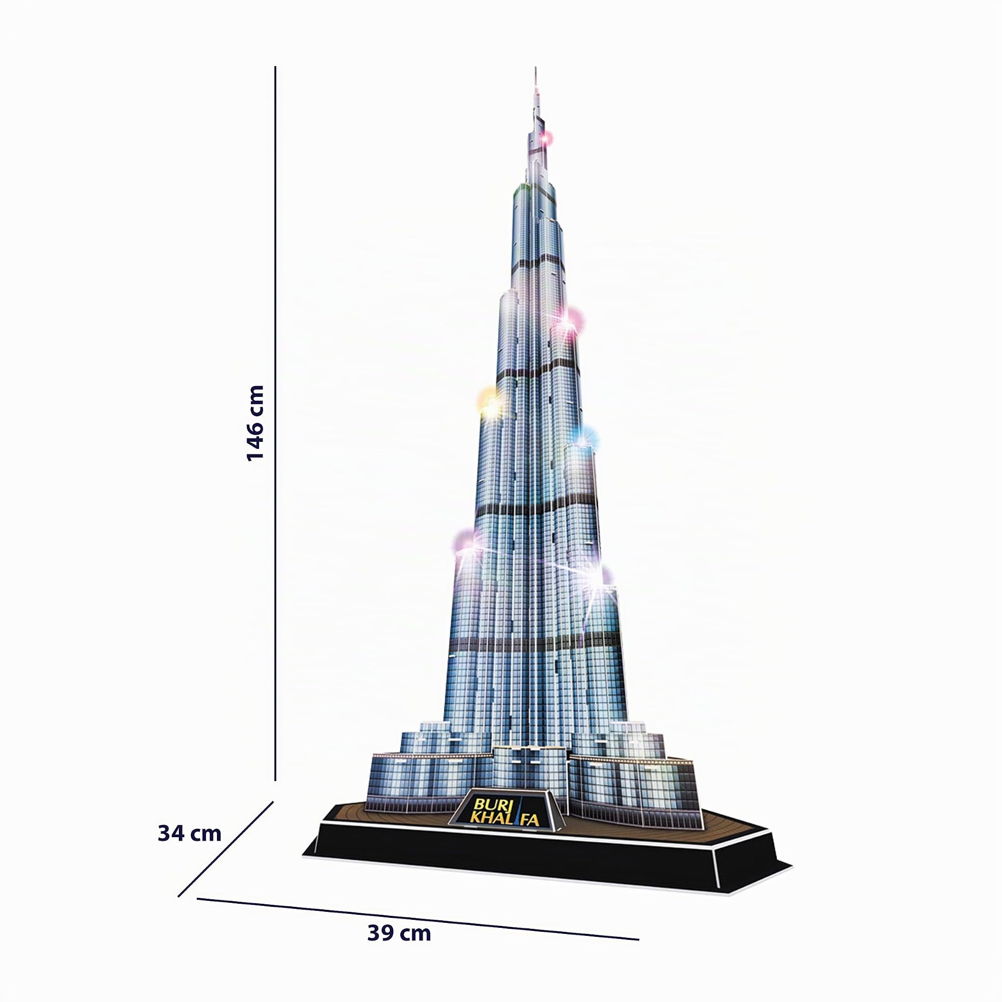 Puzzle 3D - Burj Khalifa LED | Maquette A Construire | Puzzles 3D Adulte Et Puzzle 3D Enfant 8 Ans | Maquette Jouet Enfant | 136 Pièces