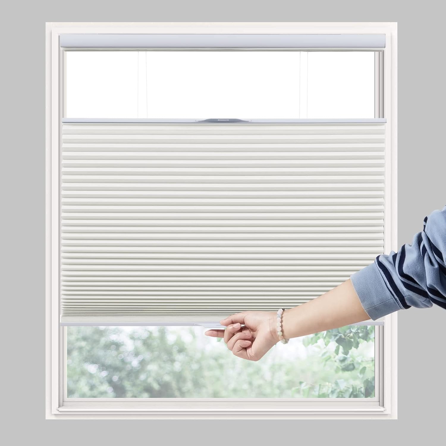 Persilux Custom Cellular Blinds Top Down Bottom Up Cordless Shades 100% Blackout Shades for Windows Accordion Blinds Insulated Honeycomb Blinds for Sliding Glass Doors Easy Pull Down Blinds Cream