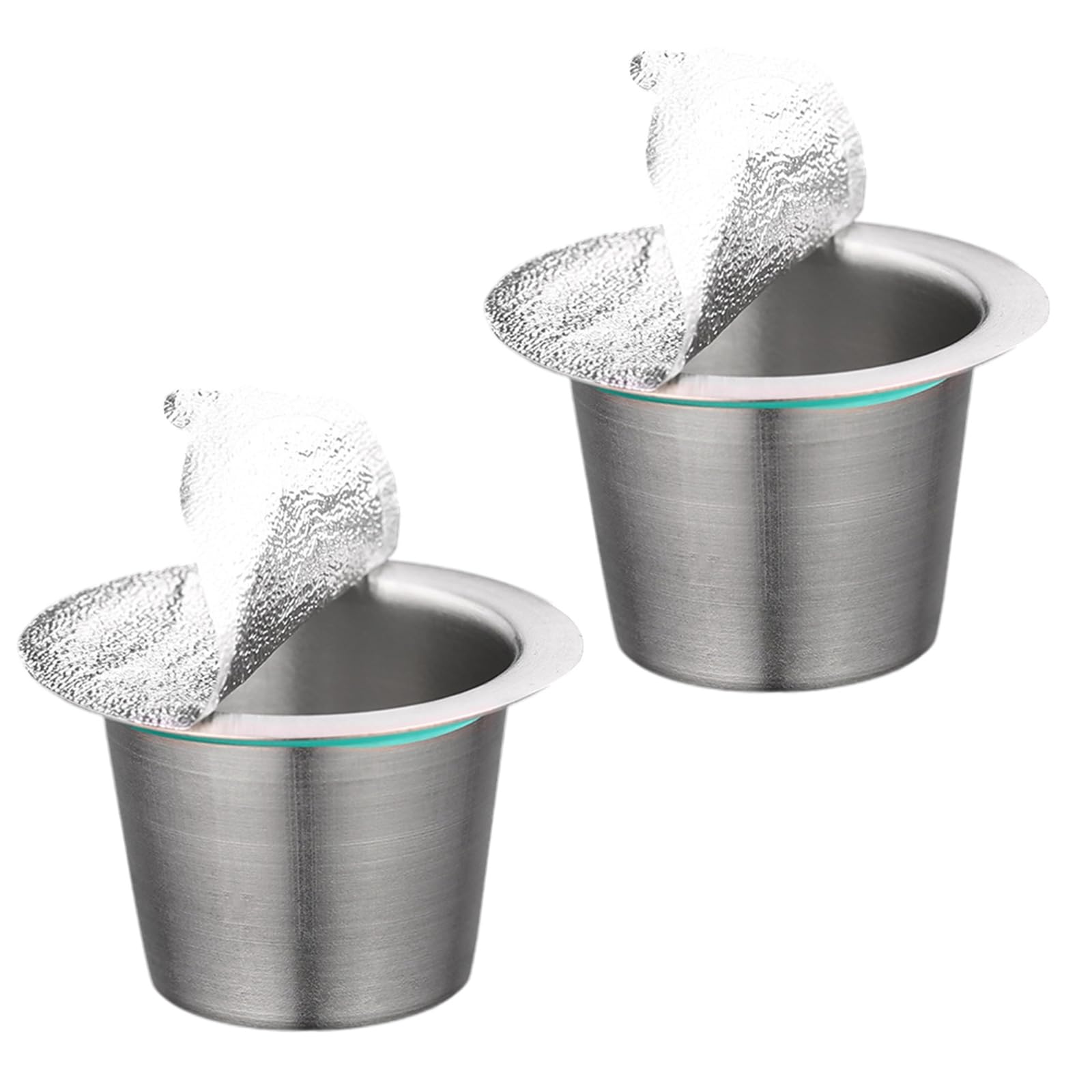 Tsophreniq Of 2 Espresso Pods Shell Coffee Powder Cup Leakproof Stainless Steel Texture Suitable for Coffee Machines Use Espresso Pods Container