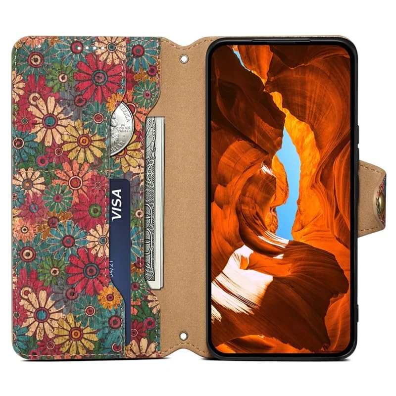 Image of ClickCase for Oneplus 11R 5G Natural Wood Cork Eco-Friendly Printed Vegan Leather Wallet Case Flip Cover with Card Holder & Kickstand,Magnetic Flip Cover for Oneplus 11R 5G (Wooden Spring)
