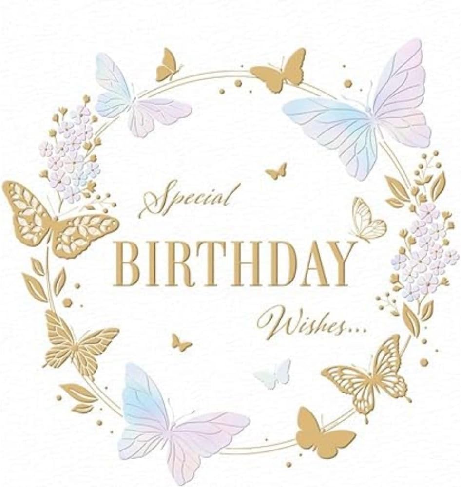 Piccadilly Greetings Modern Luxury Birthday Card, Butterfly Circle - 160 mm sq