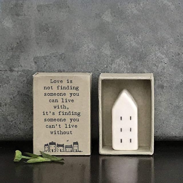 East of India Porcelain Matchbox House - Love is Finding Someone You Can't Live Without
