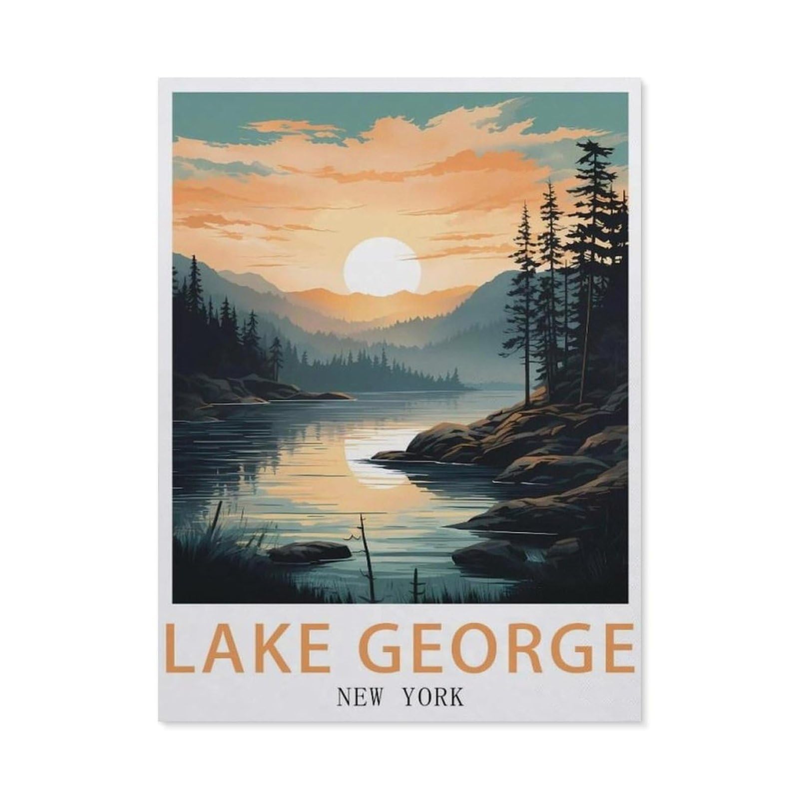 1000 Piece Jigsaw Puzzle，Lake George New York，Adults Children Wood Toy Educational Game（75x50cm）-BA43