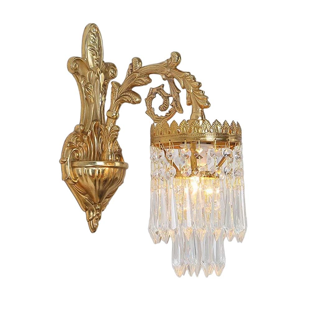 KBUUKYYXouy Wall Sconce for Bedroom Chandelier Gold Brass Interior Decoration European Brass Indoor Light Lights Lighting Fixtures with Crystal Shade Wall Mount Lamp for Be