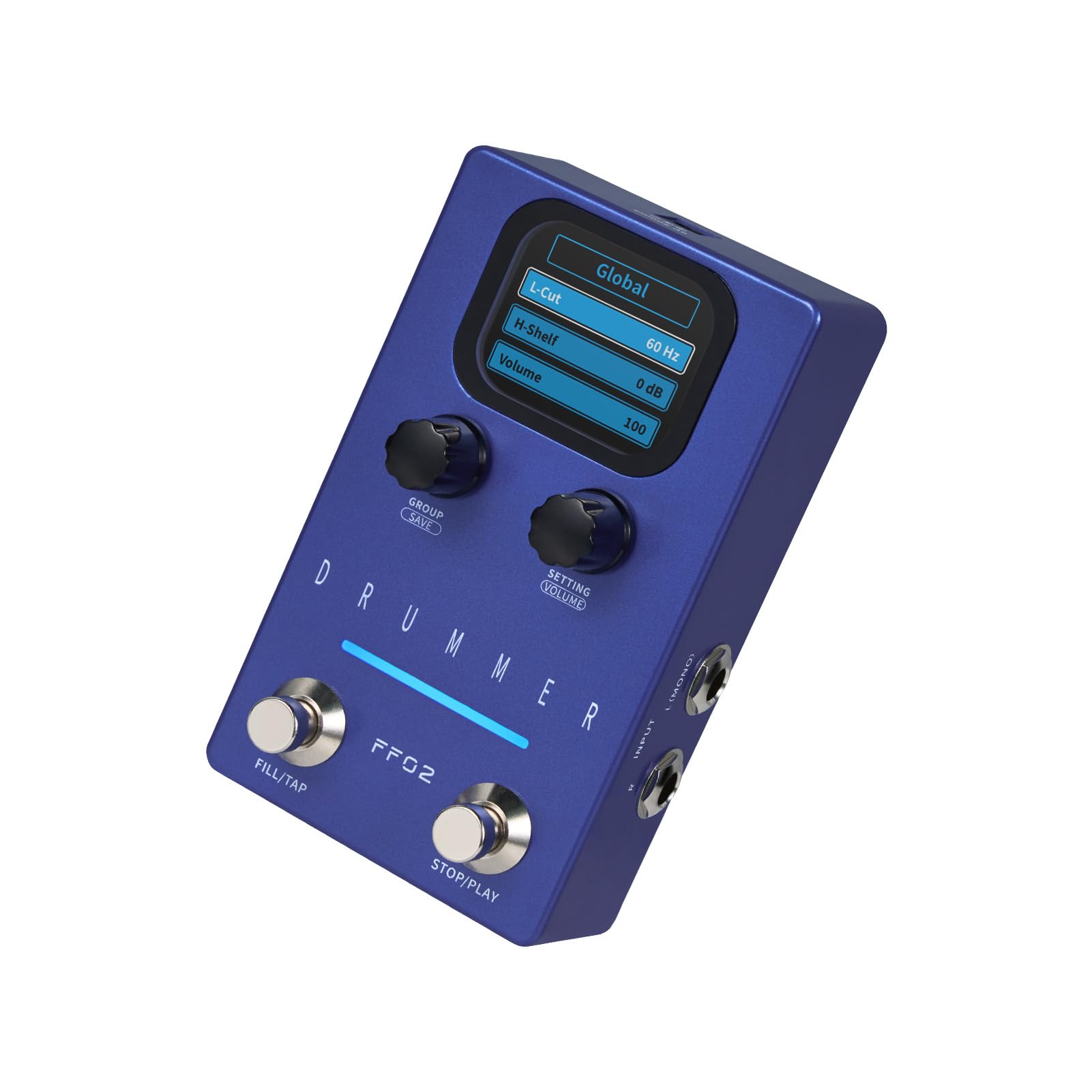 Pedale Effetti per Chitarra Beat Machine Integrazione Perfetta 121 Slot per Batteria 66 Slot Personalizzabili Pedale Effetti Chitarra Ritmica Musicisti Professionisti ABS Blu (Spina europea)
