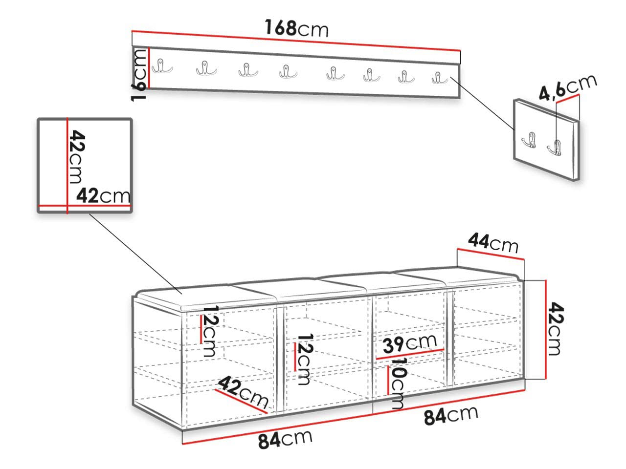 MRJAN24 Garderoben-Set Chos, (4er-Set, 2x Schuhschr Produktbild-Vorschau 4