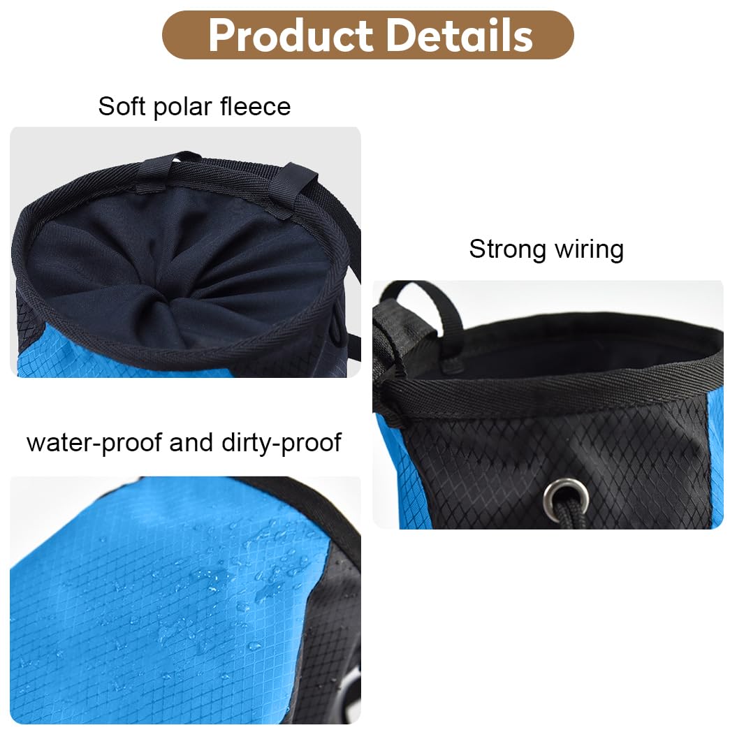 Bolsa de tiza azul para escalada de magnesio con cinturón ajustable y cordón