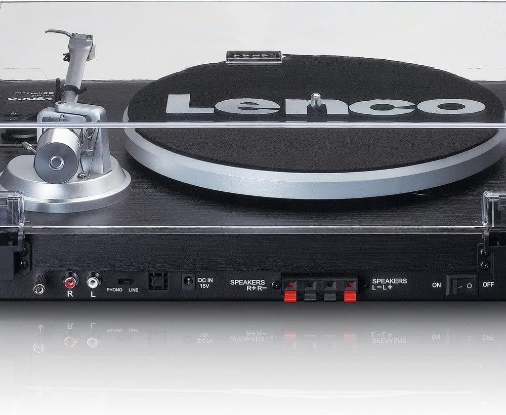 Lenco LS-500 Giradischi Hi-Fi con Bluetooth - Con altoparlanti esterni 2 x 30 W RMS - Trasmissione a cinghia - Auto stop - Preamplificatore - Mobile in MDF - Nero