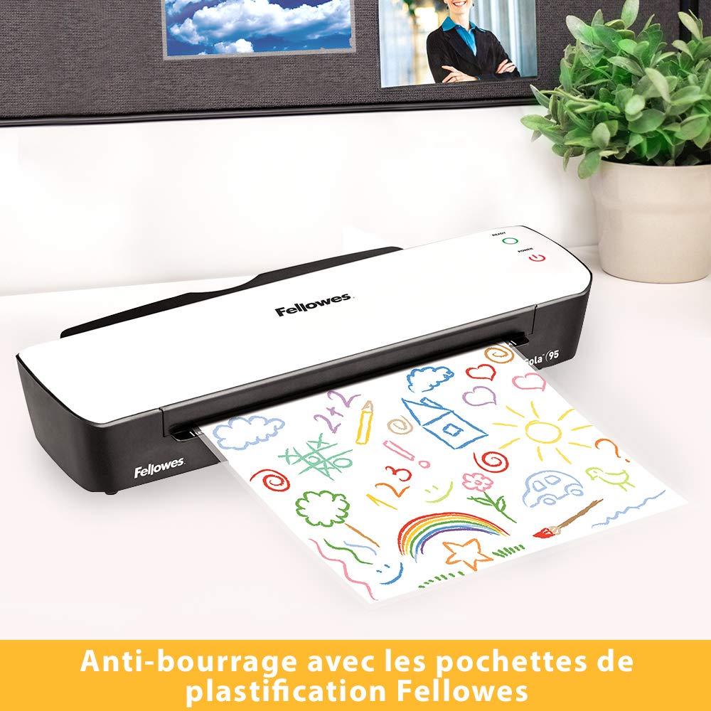 Fellowes Plastificadora Sola A4, para uso ocasional, 125 micras + 53963 Pack de 25 fundas de plastificar, formato A4, 125 micras