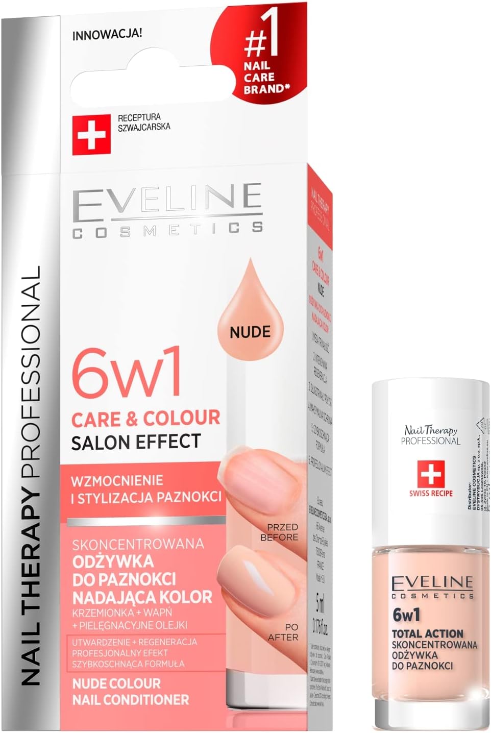 Eveline Cosmetics Nail Therapy Professional Concentrated Nail Conditioner 6-in-1, 5 ml, Nude