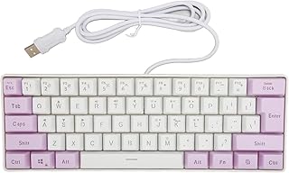 60% Wired Gaming Keyboard, RGB Backlit Compact Mini Keyboard, 61 Keys Portable USB Wired Keyboard with 6 RGB Backlit Modes for PC Gamers, Typist, Travel (Purple White)