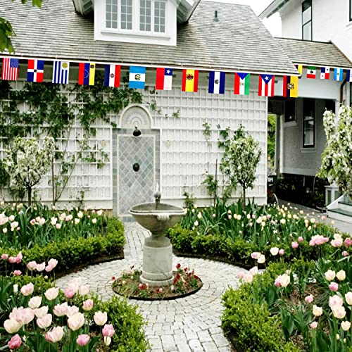 LoveVC Wimpelkette mit 22 Ländern, spanische Sprache, Banner für Klassenzimmer, lateinamerikanische Latino-Flaggen, 18 m, 2 Stück