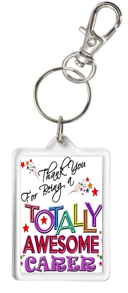 Kazmugz White Carer Gift Keyring. Thank You For Being A Totally Awesome Carer.