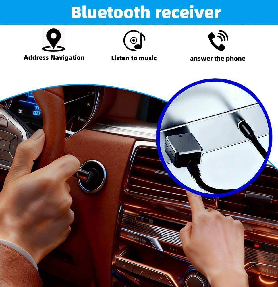 Adaptador USB Bluetooth Auto 5.1 para coche con salida AUX y USB – Receptor Bluetooth Plug and Play con cable de audio de 3,5 mm para altavoces y llamadas manos libres