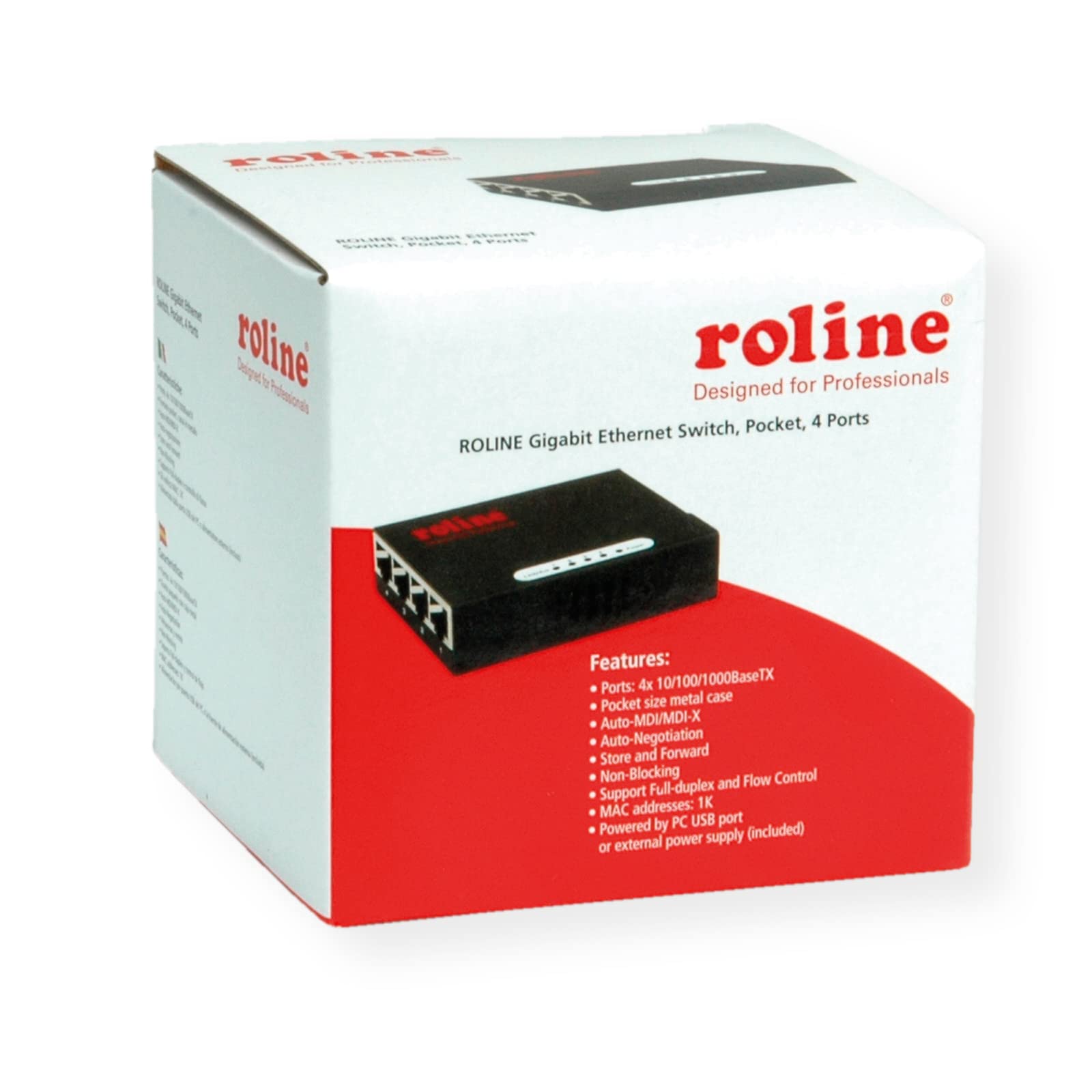 ROLINE Switch Gigabit Ethernet, Pocket, 4 ports - Commutateurs réseaux (Pocket, 4 ports, Full duplex)