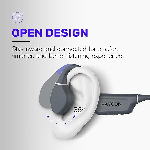 Miniatura 3 de Raycon Auriculares de conducción ósea, auriculares deportivos Bluetooth de oreja abierta con micrófono, auriculares resistentes al agua IP68 para