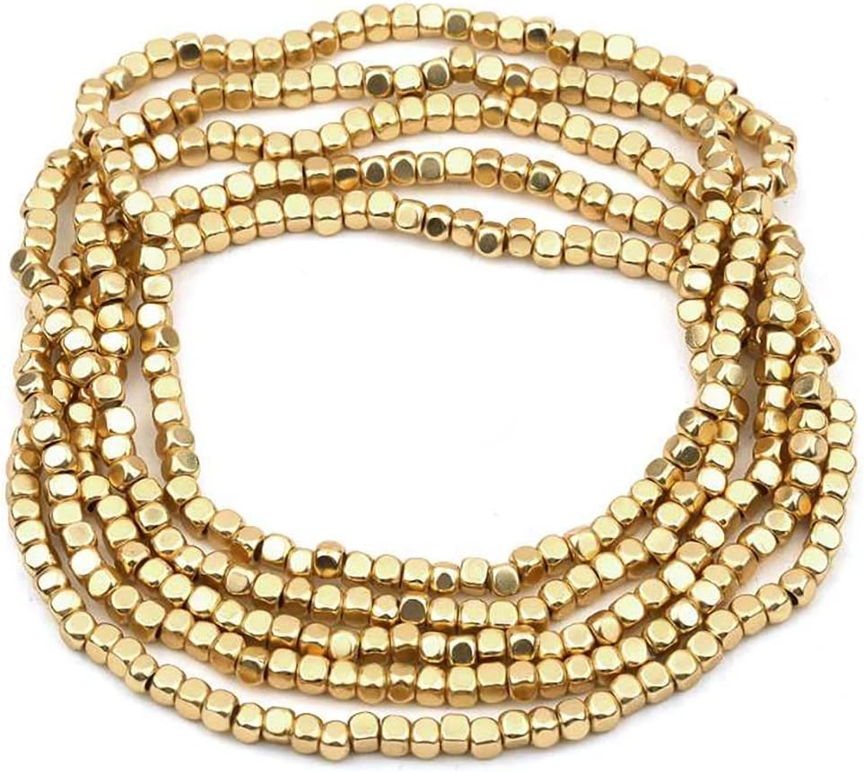 Rosemarie Collections Women's Chic Set Of 5 Seed Bead Nugget Stretch Bracelet, 6.75"